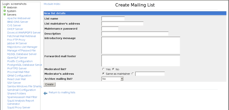 Creating a new mailing list. People can subscribe to the new list and send 