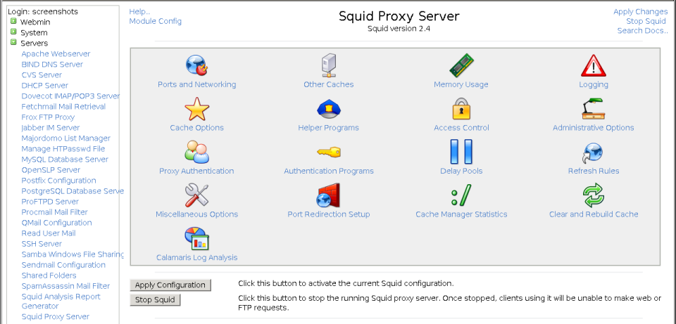 nachtmerrie Aannemer test Squid Proxy Server - Webmin Documentation